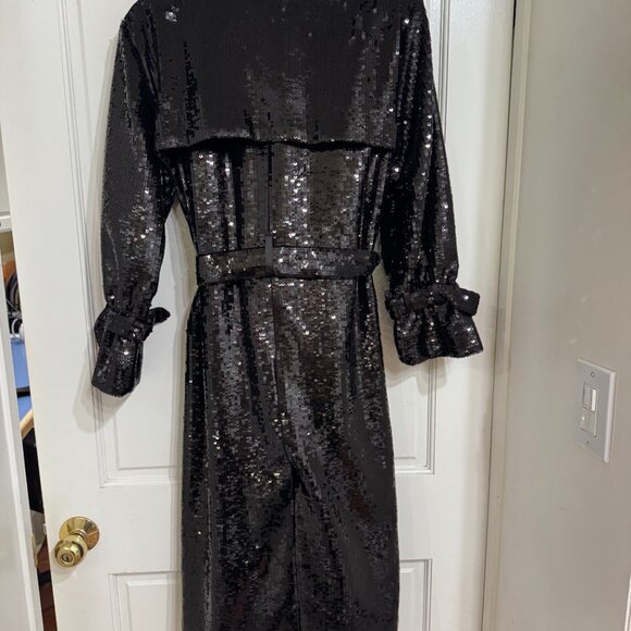 NWT Alice + Olivia Sequin Embellished Trench Coat Size S - Picture 4 of 8